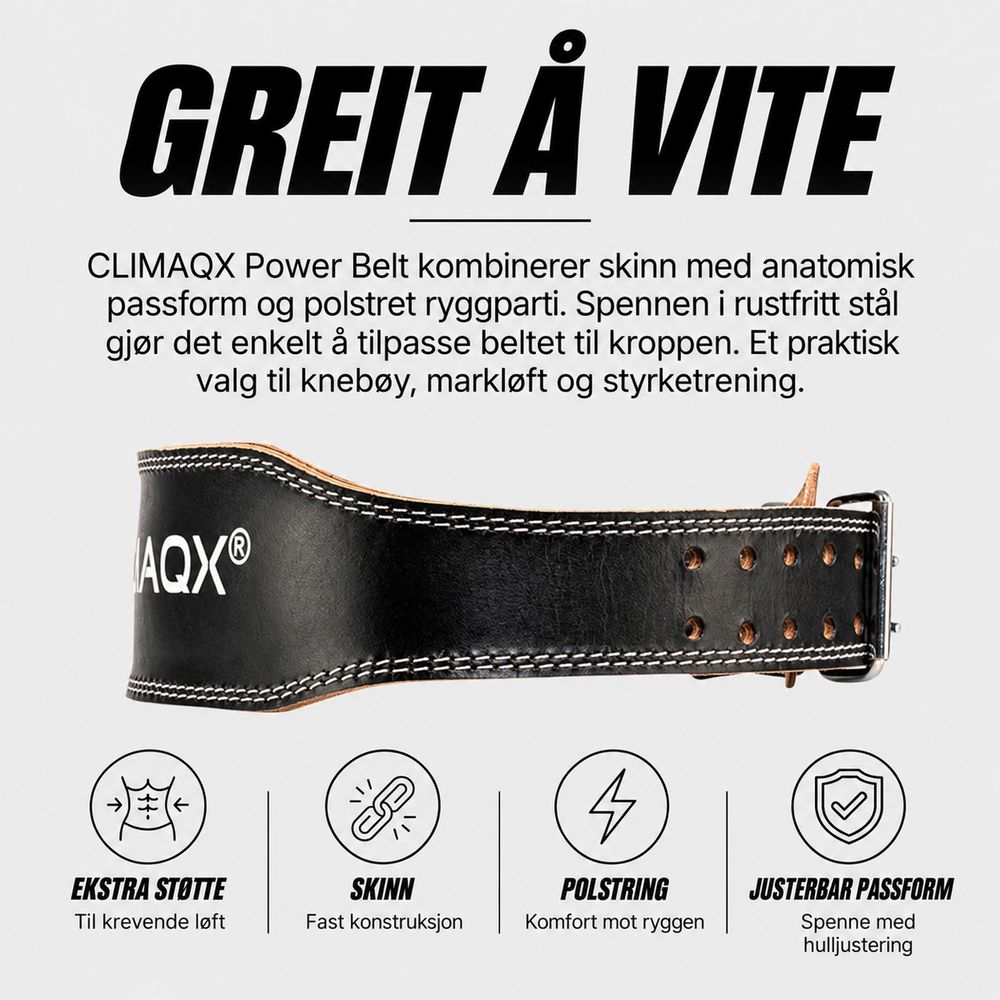 CLIMAQX Power Belt - løftebelte i skinn