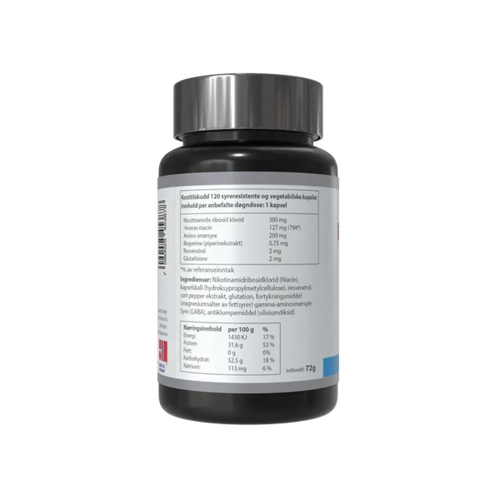 NAD+ 300 mg, 120 kapsler