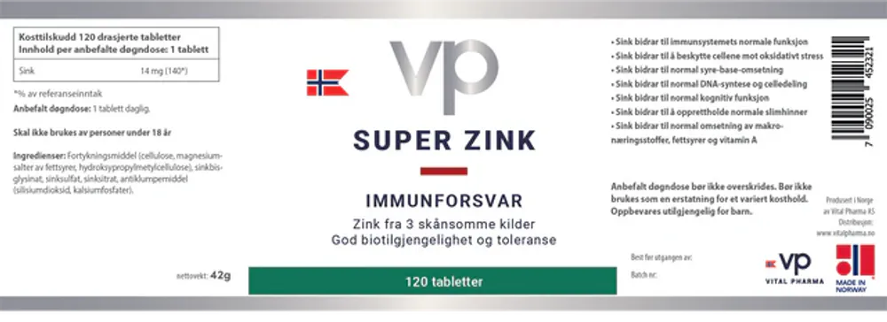 Super Zink – 120 tabletter