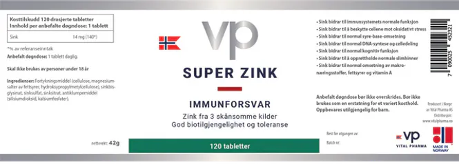 Hovedbilde Super Zink 14 mg - 120 tabletter