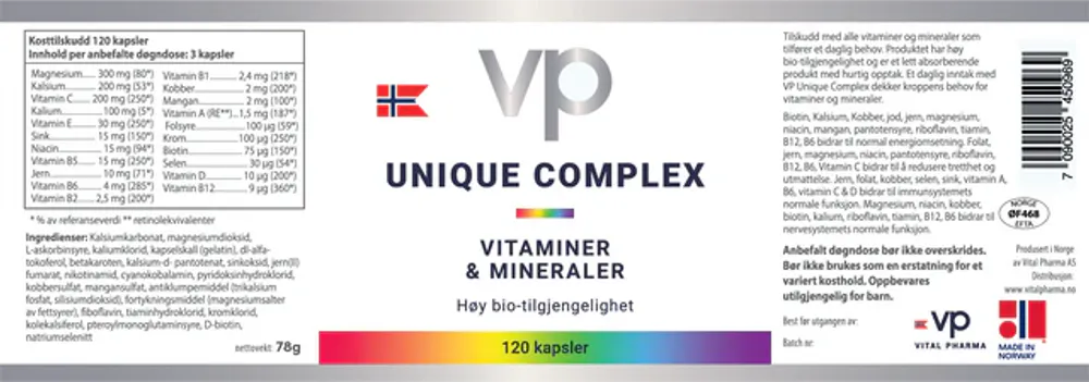 Unique Complex – multivitamin og mineraler