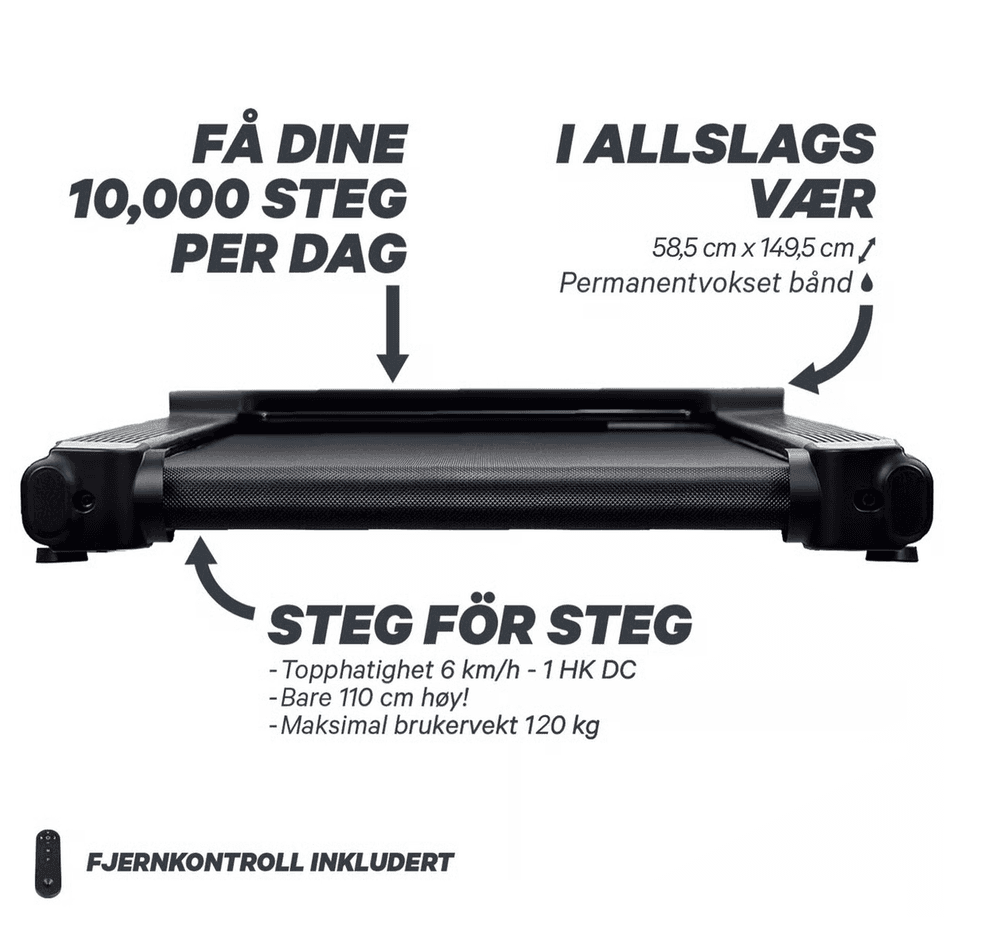 FitNord Walk 300 Gåmølle / Walkingpad smørefri