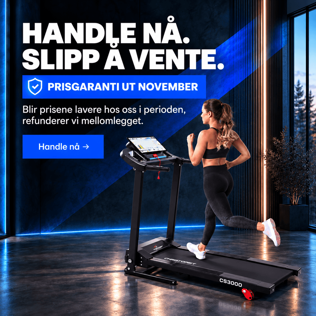 Treningsapparater, tredemøller, romaskiner, spinningssykler og mye mer.